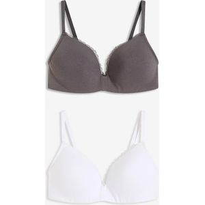 Voorgevormde bh zonder beugels met katoen (set van 2)