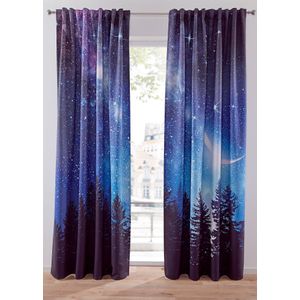 Verduisterend gordijn met sterrenhemel (set van 2)