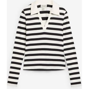 Geribd poloshirt met lange mouwen