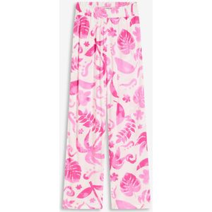 Wijde broek met print van gestructureerde viscose