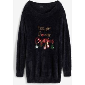 Off shoulder trui met kerstprint