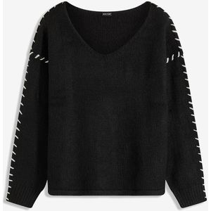 Zachte, grof gebreide trui met contrastnaden