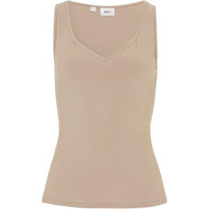 Geribde top met hartvormige halslijn