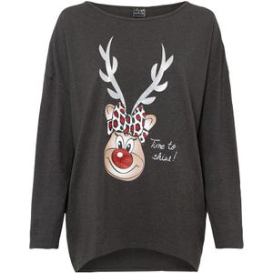 Off-shoulder shirt met kerstmotief