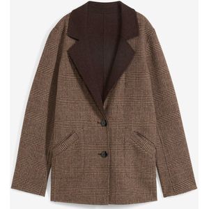 Reversibel wollen blazer met glencheck