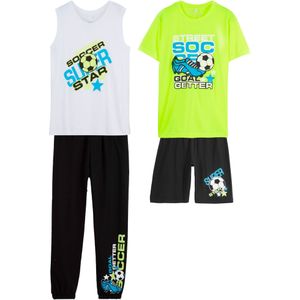 Jongens tanktop, T-shirt, bermuda en sweatpants (4-dlg. set)