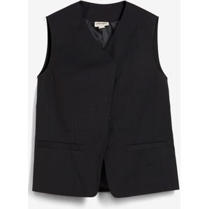 Lang mouwloos vest van twill