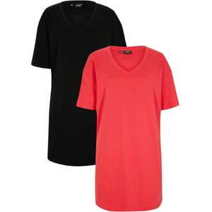 Shirtjurk met V-hals, oversized (set van 2)