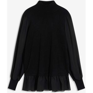 Fijngebreide trui met blouse-inzet