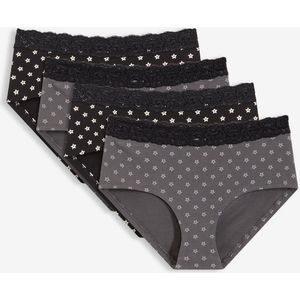 Maxi hipster (set van 4) met kant en biologisch katoen