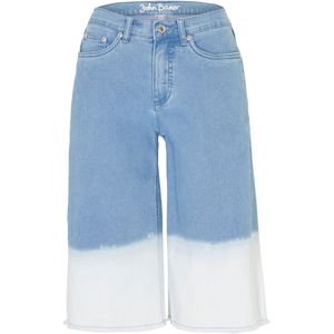 Wide leg jeans bermuda met dip dye, mid waist