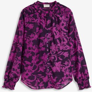 Chiffon blouse met smokwerk