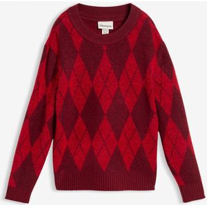Fijngebreide trui met een ruitmotief