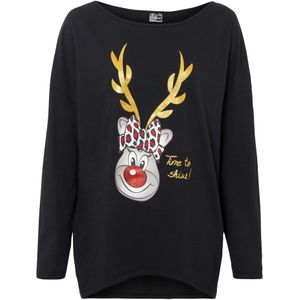 Off shoulder shirt met kerstmotief