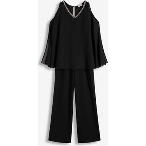 Jumpsuit met overlay en strasversiering