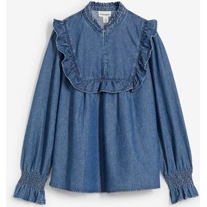 Spijkerblouse met ruches