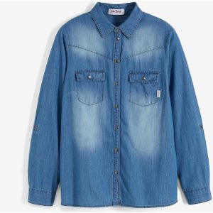 Spijkerblouse met drukknopen, lange mouwen