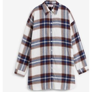 Lange, flanellen overhemdblouse van puur katoen