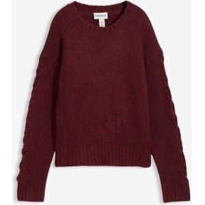 Boxy trui met kabelpatroon op de mouwen