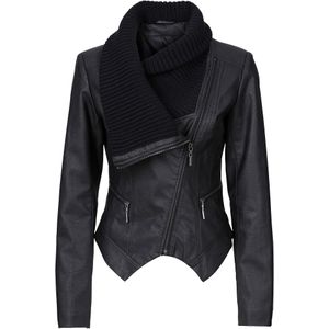 Imitatieleren jas met een sjaalkraag