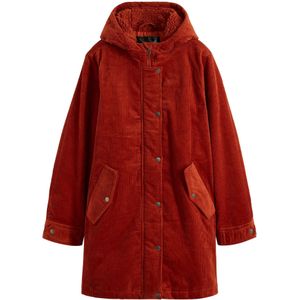 Warme corduroy parka met teddy voering in capuchon, A-lijn