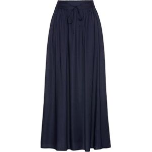Viscose maxi rok met comfortband en strikkoordjes