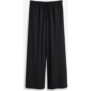 High waist broek van gestructureerde jersey met elastische band en strikkoordjes