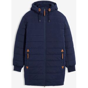 Gewatteerde parka met capuchon en imitatieleer