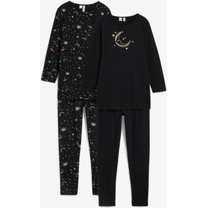 Longshirt en legging van biologisch katoen met glitterprint (4-dlg. set)