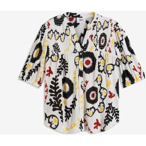 Crinkle blouse met smokwerk van soepele viscose