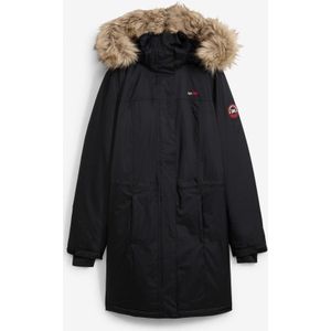 Warme, lange outdoor jas met imitatiebont