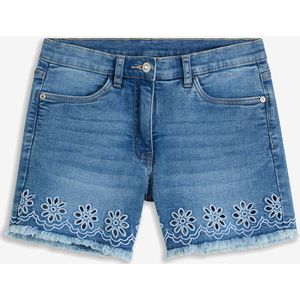 Jeans short met broderie anglaise