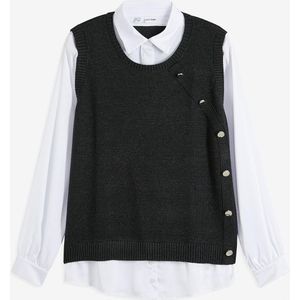 Trui met blouse-inzet