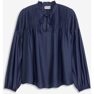 Tuniekblouse van glanzend satijn met biezen