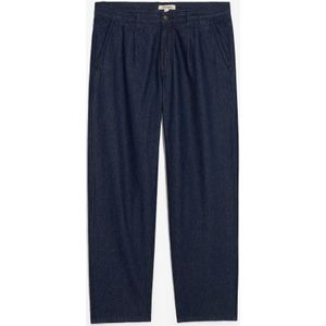 Loose fit jeans met bandplooien, straight