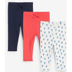 Geribde baby legging (set van 3) met biologisch katoen