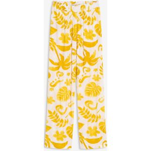 Wijde broek met print van gestructureerde viscose