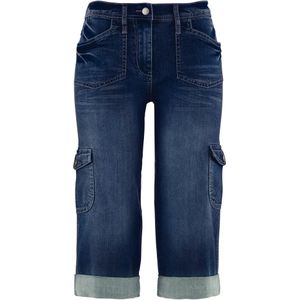 Stretch cargo jeans, mid waist