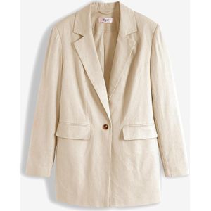 Lange blazer in een linnen-viscosemix