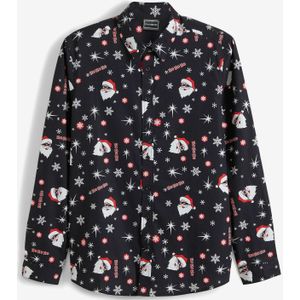 Overhemd met een kerstprint en lange mouwen, slim fit