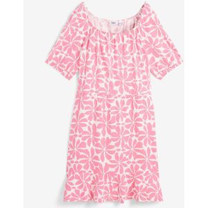 Jersey jurk van katoen met carréhals