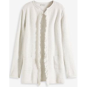 Kort gebreid vest met pailletten en glanzend garen