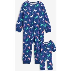 Pyjama onesie en poppen onesie van biologisch katoen (2-dlg. set)