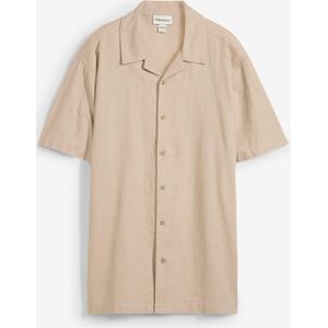 Overhemd met linnen en korte mouwen, loose fit
