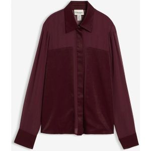 Overhemdblouse met inzetstuk van satijn