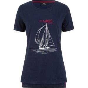 Katoenen T-shirt met print en zijsplitten