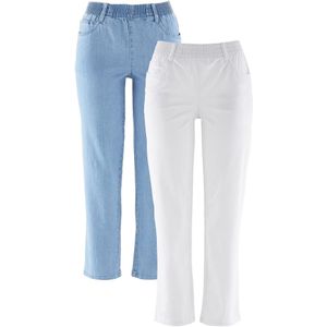 Mid waist jeans met comfortband, straight (set van 2)