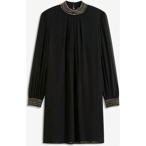 Blousejurk van licht chiffon met parels en kralen