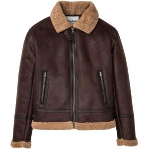 Korte imitatieleren jack met teddy voering