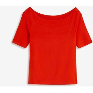 Carmen-shirt van een viscose mix
